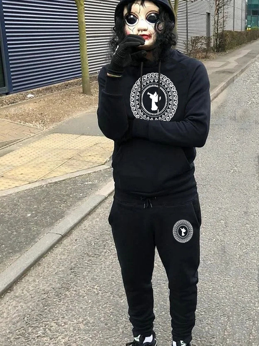 Herren sportliches Hoodie- und Jogginghose-Set mit kreativem Design Aliams