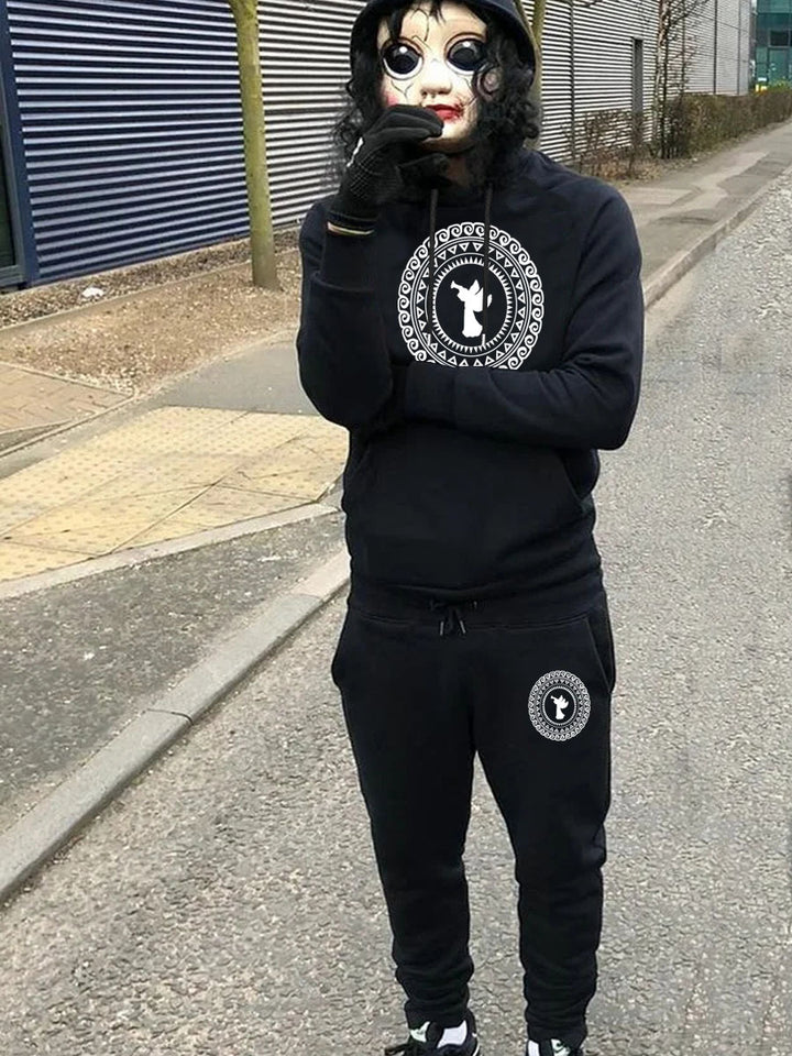 Herren sportliches Hoodie- und Jogginghose-Set mit kreativem Design Aliams