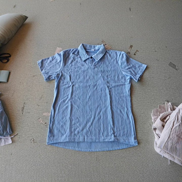 Herren Gemütliches Kabelstrick-Polo und Hosen-Set Aliams