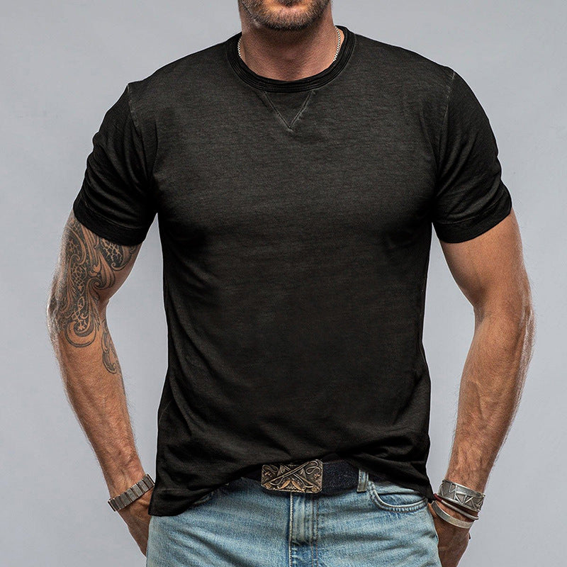 Herren Rundhals T-Shirt aus weichem Baumwollgemisch mit lässigem Schnitt Aliams