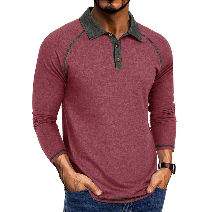 Herren sportliches Langarm-Polo-Shirt mit innovativem Kragen Aliams