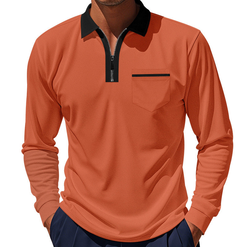 Herren sportliches Langarm-Henley-Shirt mit Reißverschluss und modernem Design Aliams