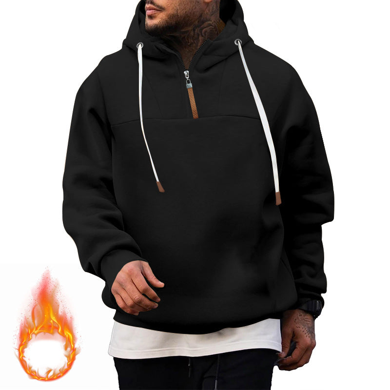 Herren Hoodie mit hohem Kragen und innovativem Reißverschluss Aliams