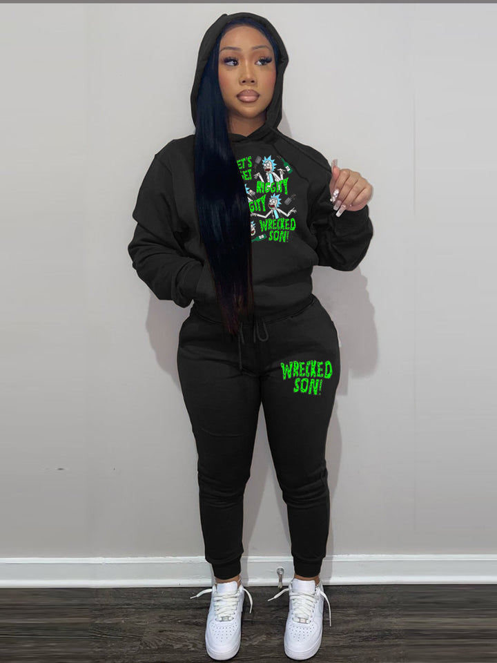 Herren Hoodie und Jogginghose Set mit humorvollem Grafikdruck Aliams