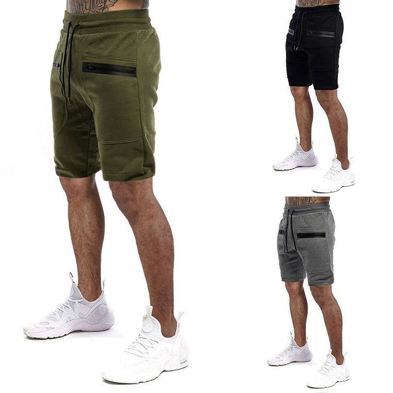 Herren Sportliche Shorts mit verstellbarem Bund und seitlichen Reißverschlusstaschen Aliams
