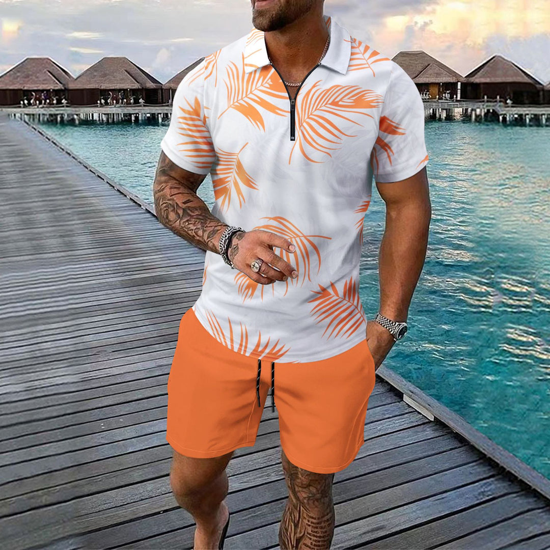 Herren Polohemd im tropischen Design mit Reißverschluss Aliams