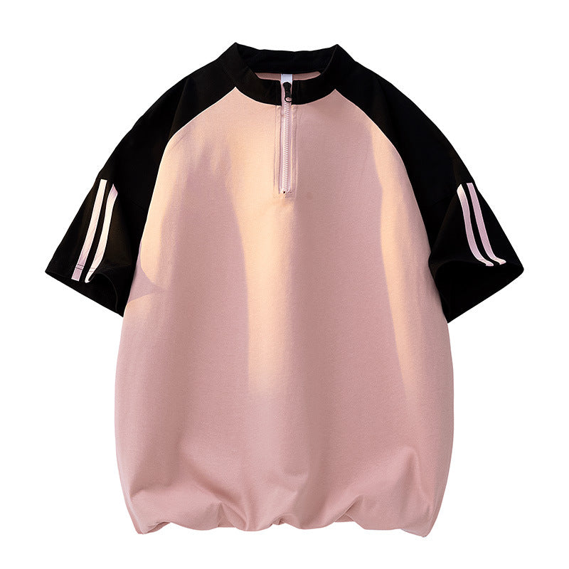 Herren sportliches Kurzarm-Oberteil mit modernem Reißverschluss Aliams