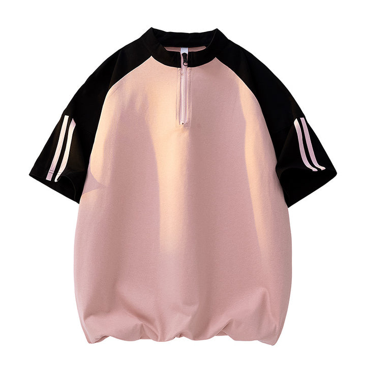 Herren sportliches Kurzarm-Oberteil mit modernem Reißverschluss Aliams