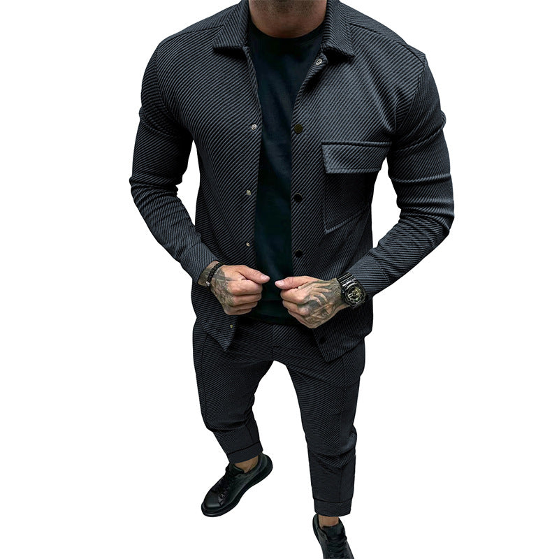 Herren elegantes, strukturiertes Jacken- und Hosen-Set Aliams