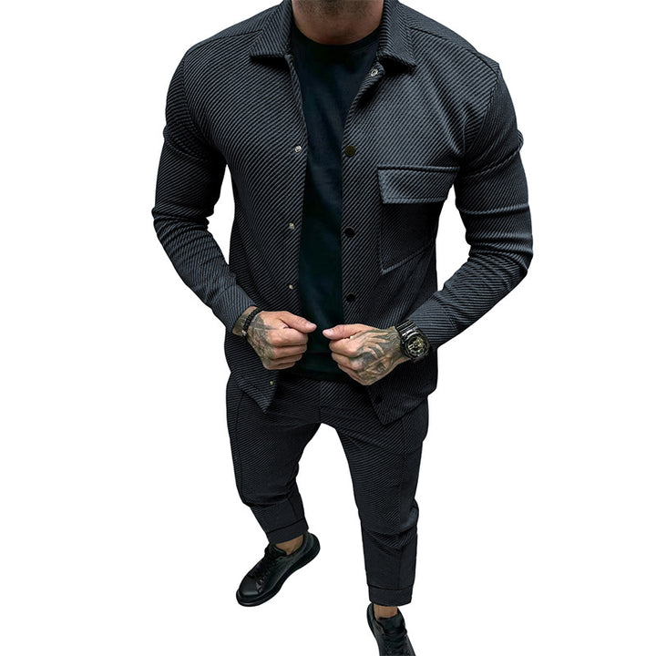 Herren elegantes, strukturiertes Jacken- und Hosen-Set Aliams