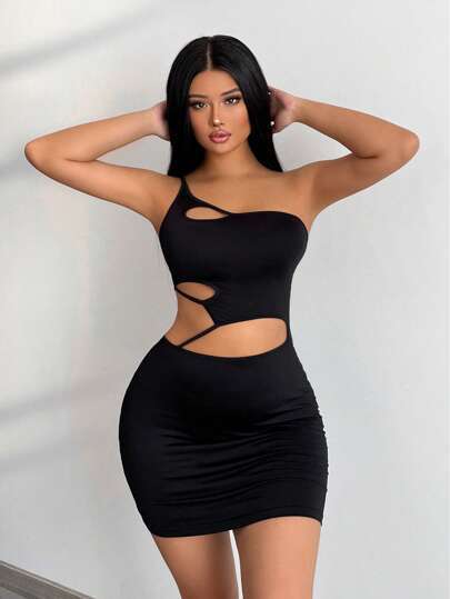 Damen Cut-Out Minikleid mit asymmetrischem Design Aliams