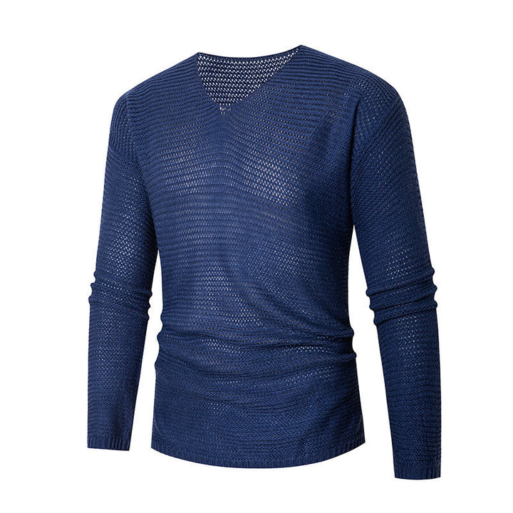 Herren eleganter V-Ausschnitt Pullover aus atmungsaktiver Baumwolle Aliams