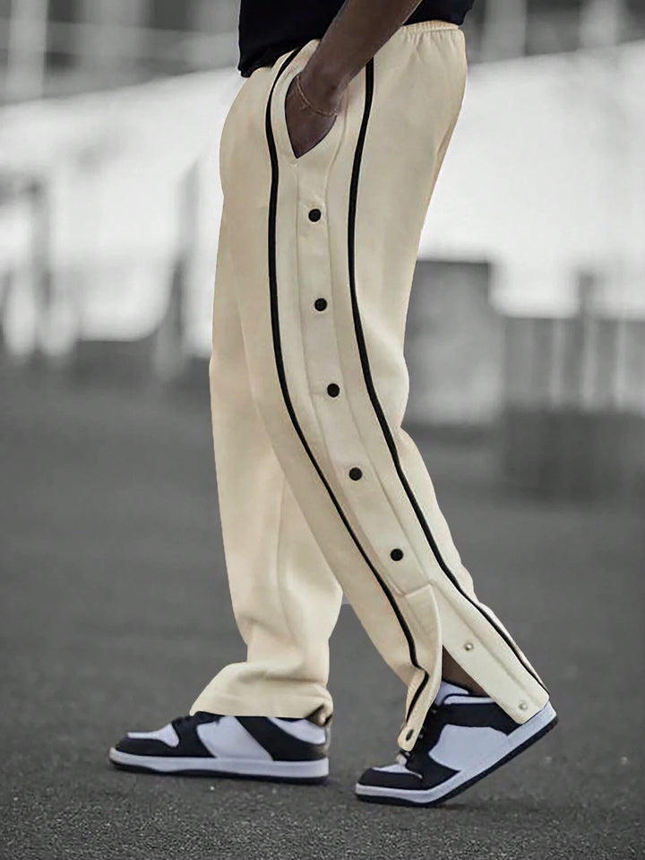 Herren Sportliche Freizeithose mit seitlichen Druckknöpfen Aliams