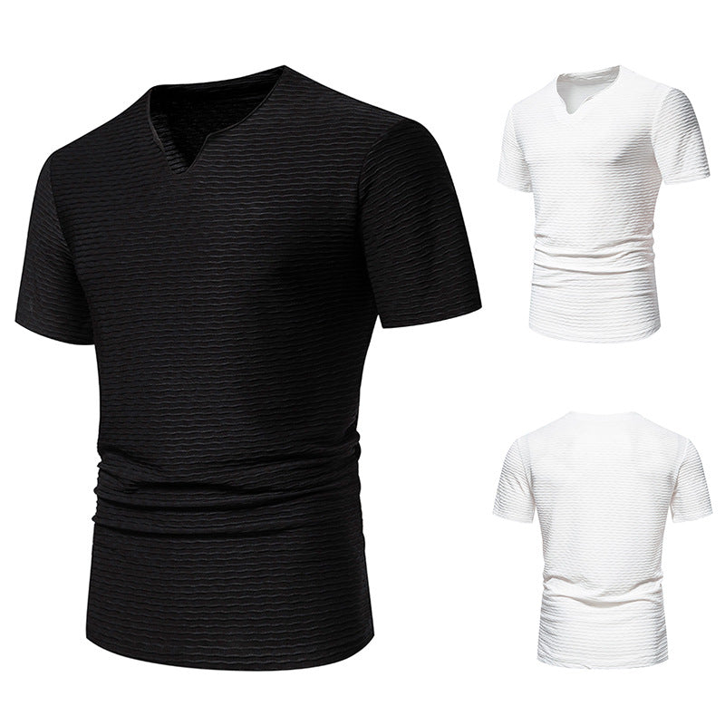 Herren Kurzarm T-Shirt mit strukturiertem Wellenmuster Aliams