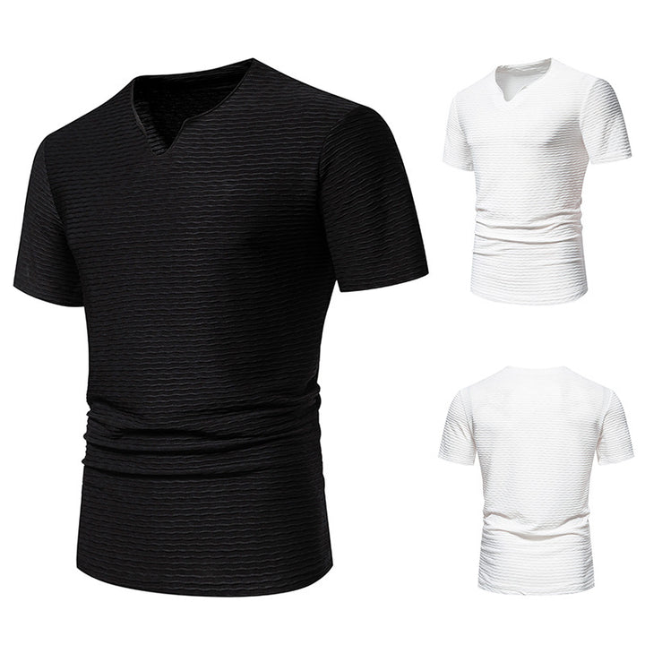 Herren Kurzarm T-Shirt mit strukturiertem Wellenmuster Aliams