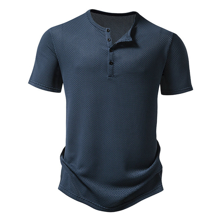 Herren Kurzarm-Henley-Shirt mit strukturiertem Design und modischen Knopfdetails Aliams