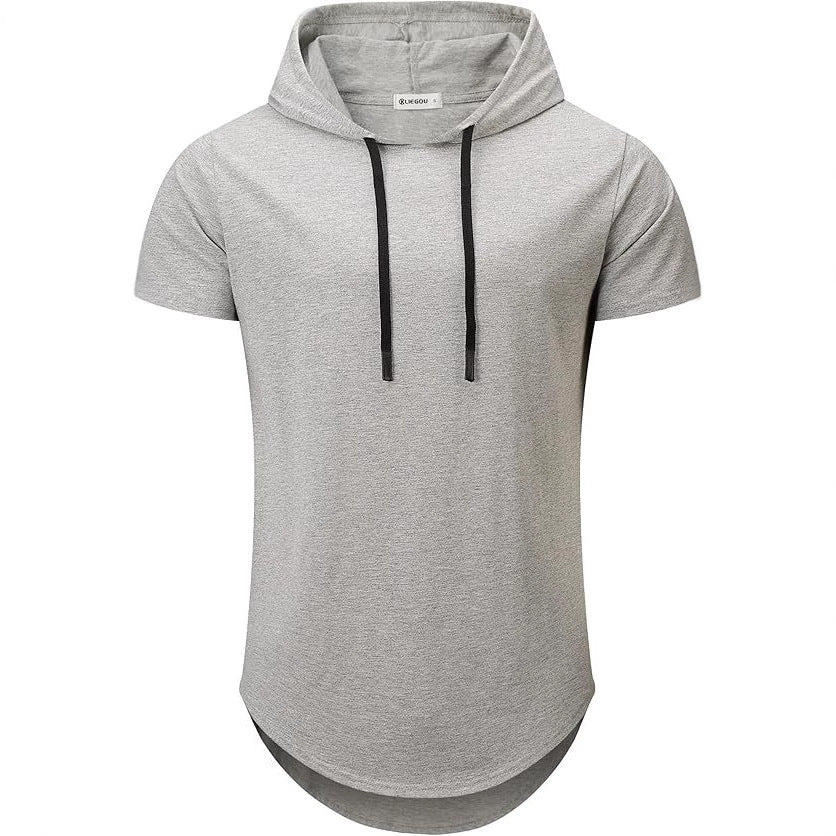Herren Kurzarm Hoodie T-Shirt mit modernem Schnitt und praktischen Kordeln Aliams