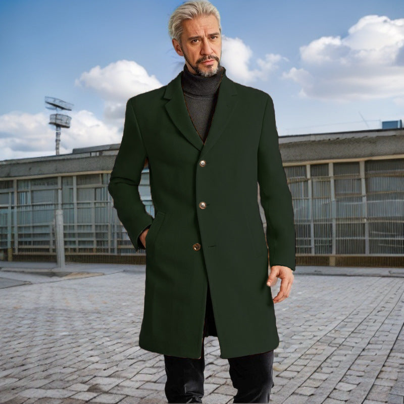 Herren Eleganter Langmantel mit modischen Knöpfen und hochwertigem Stoff Aliams