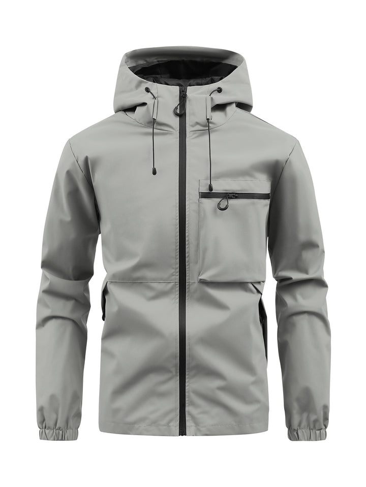 Herren atmungsaktive Regenjacke mit verstellbarer Kapuze Aliams