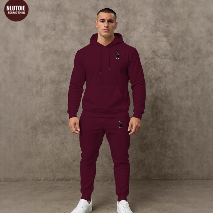 Herren Sportliches Ganzkörperanzug-Set mit Kapuze Aliams