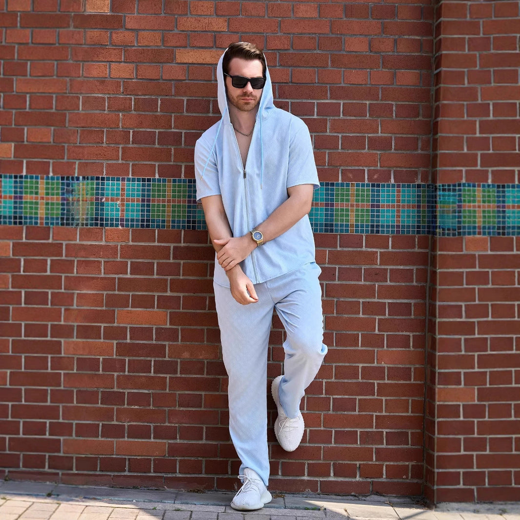 Herren sportlicher Freizeitanzug mit Kapuze und funktionellem Reißverschluss Aliams