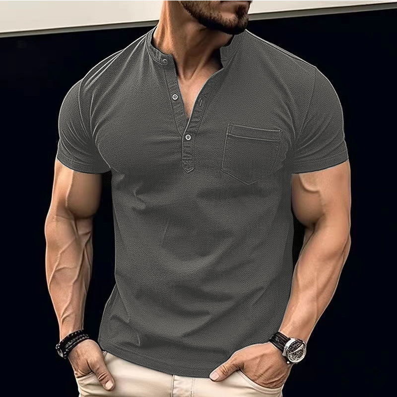 Herren Kurzarm Doppeltknopfhemd Aliams