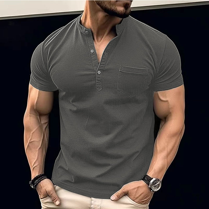 Herren Kurzarm Doppeltknopfhemd Aliams