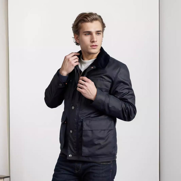 Herren Wasserabweisende Wattierte Jacke mit Stehkragen und großen Taschen Aliams
