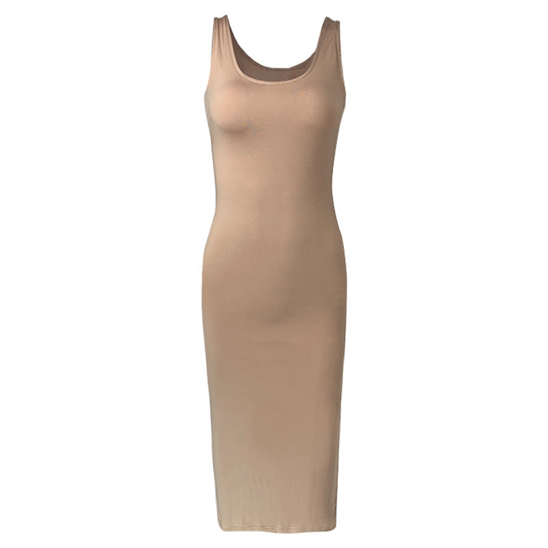 Damen Maxikleid Aus Weichem Jersey mit Tiefem Rundhalsausschnitt Aliams