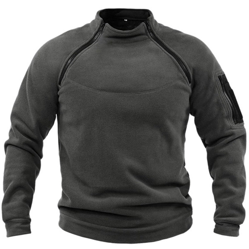 Herren Fleece-Pullover mit Reißverschluss und Taschen Aliams