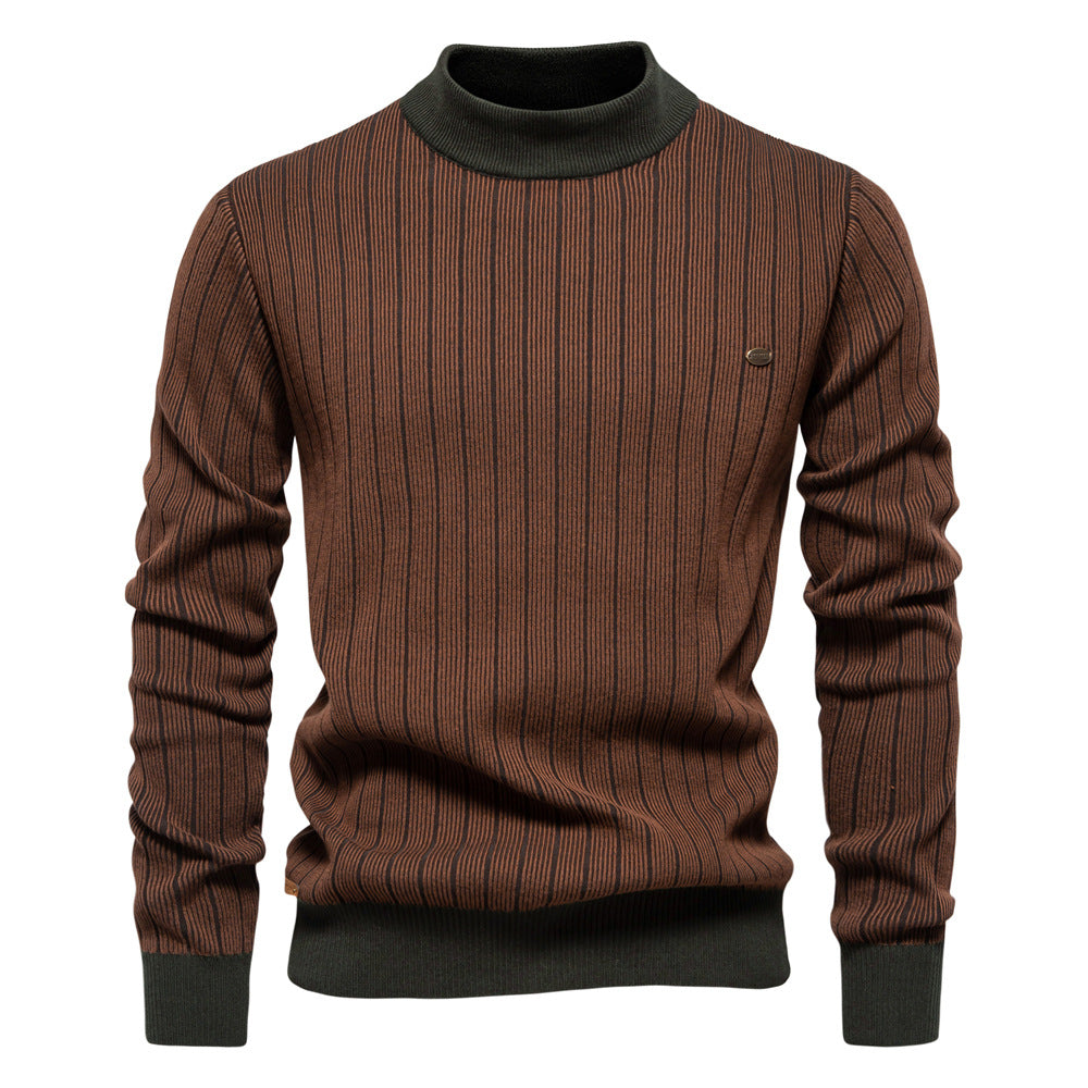 Herren Feinstrickpullover mit Rollkragen und Streifenmuster Aliams