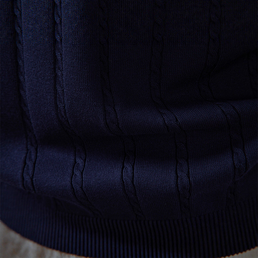 Herren ärmellose Strickweste mit V-Ausschnitt und dezentem Kabelmuster Aliams