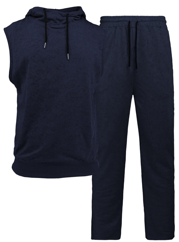 Herren sportliches Hoodie-Set mit ärmellosem Oberteil und bequemer Jogginghose Aliams