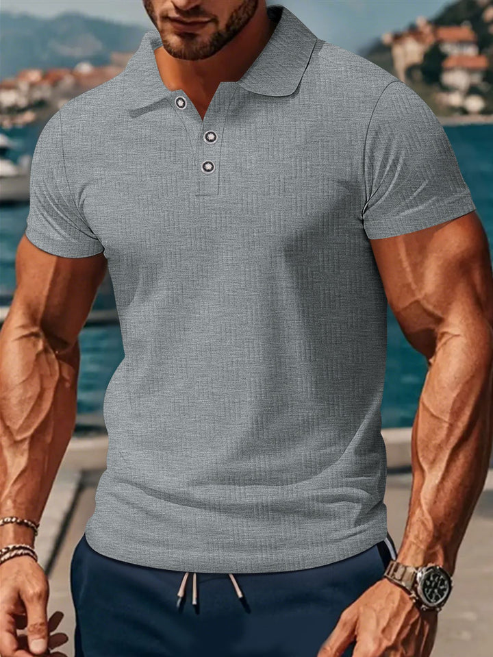Herren Polohemd mit strukturiertem Design und klassischem Kragen Aliams
