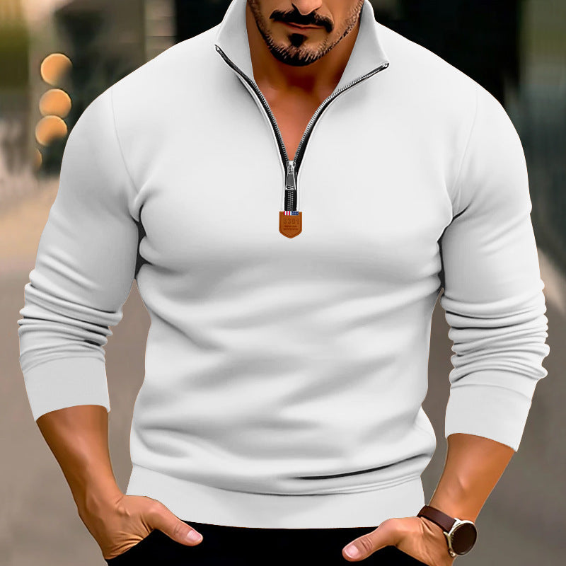 Herren eleganter Pullover mit Stehkragen und Reißverschluss Aliams