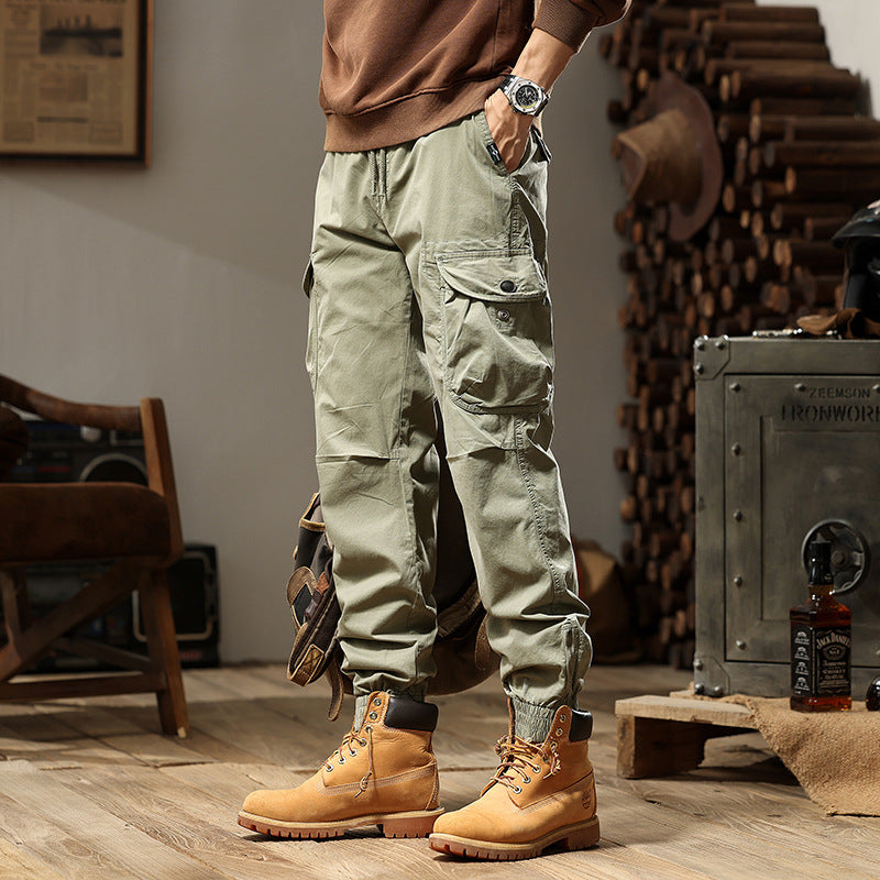 Herren vielseitige Cargo-Hose mit gepolsterten Taschen und elastischem Bund Aliams