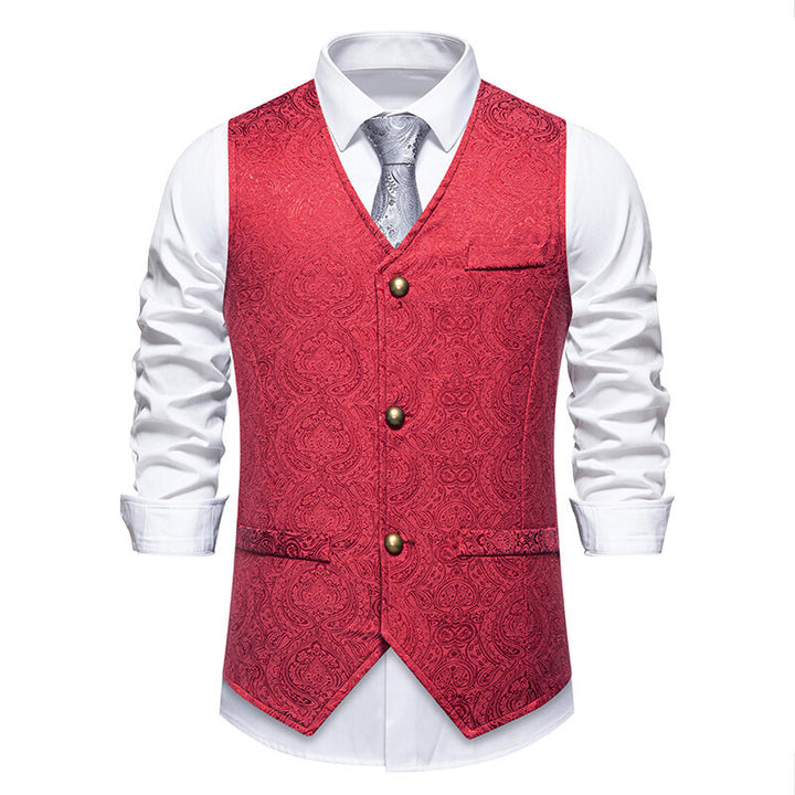 Herren elegante Anzugweste mit kunstvollem Muster und praktischen Taschen Aliams