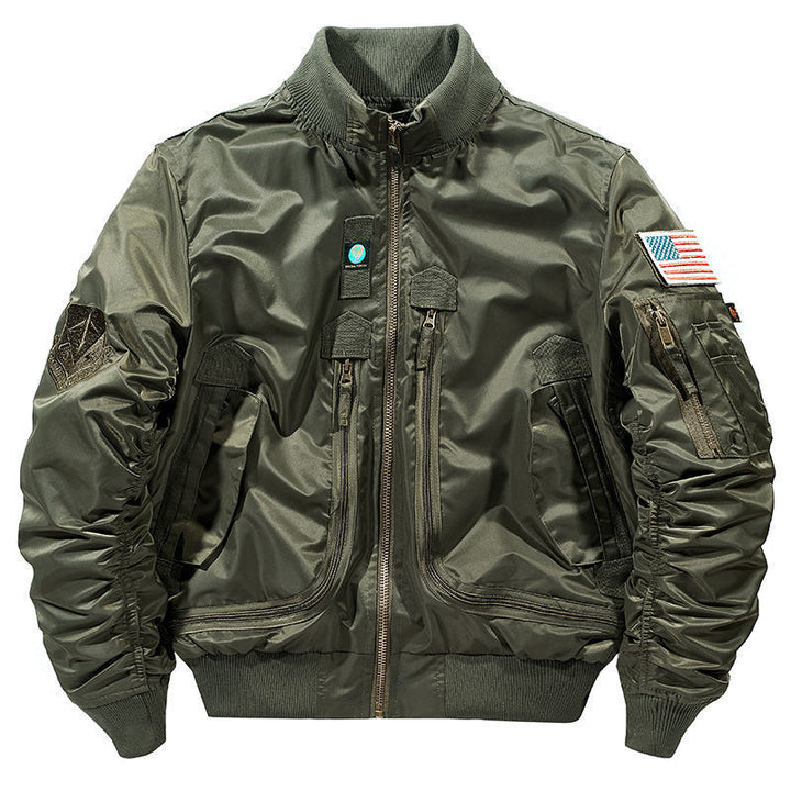 Herren stylische Bomberjacke mit vielseitigen Taschen Aliams