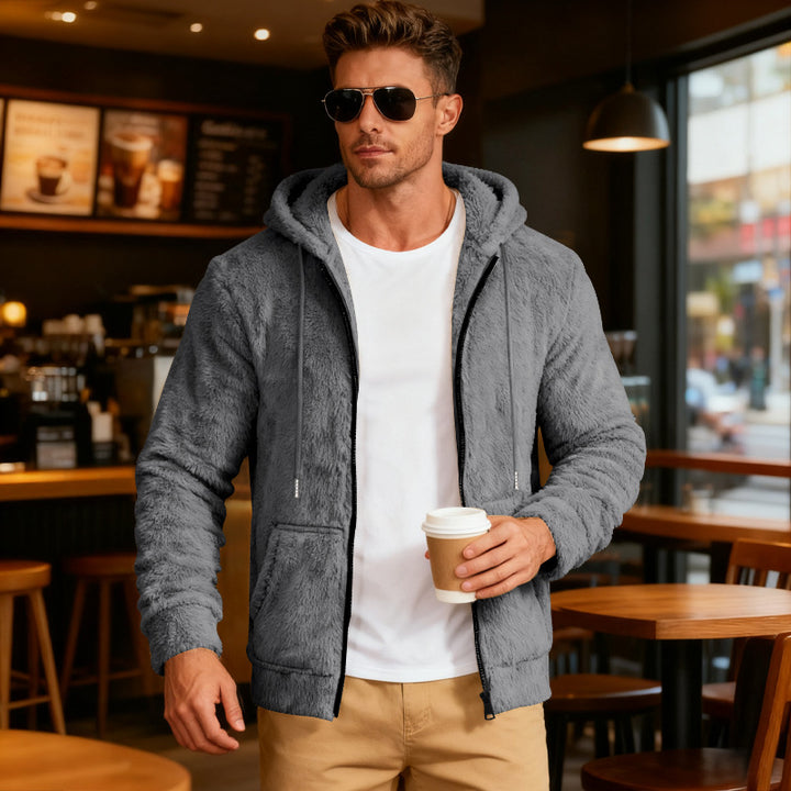 Herren Flauschige Kapuzenjacke Aliams