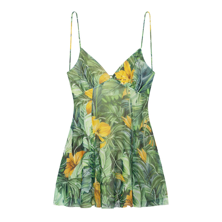 Damen Minikleid mit floralem Muster und feinen Spaghettiträgern Aliams