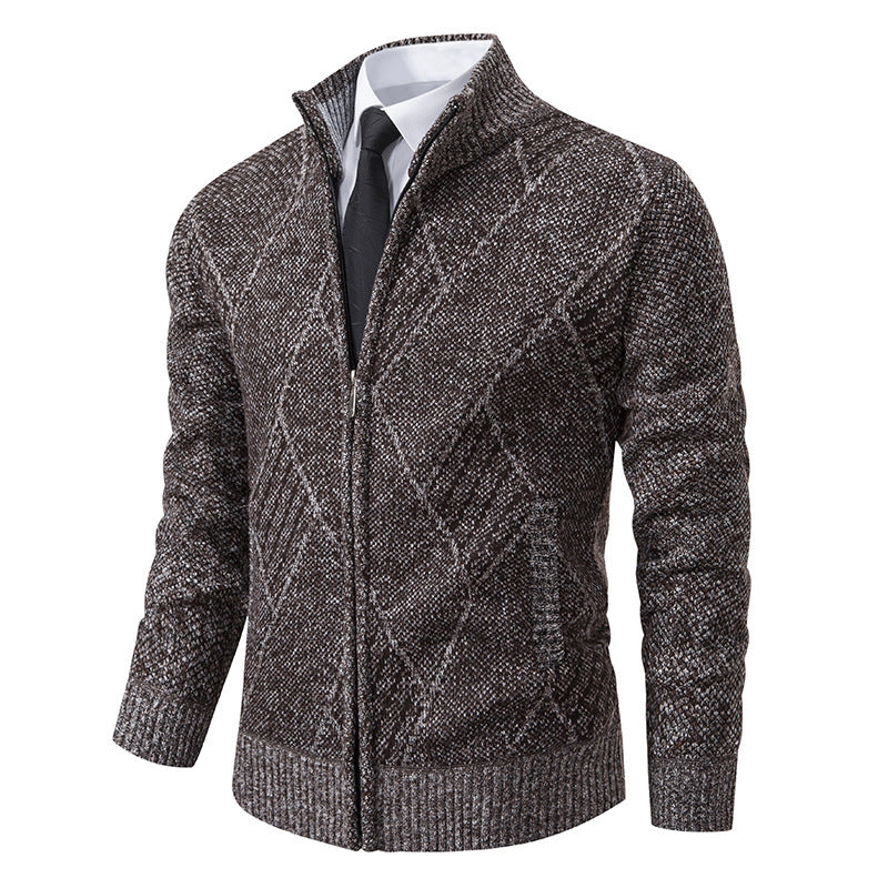 Herren Strickjacke mit modernem Zopfdesign und praktischem Reißverschluss Aliams