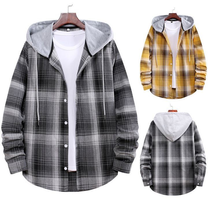 Herren Flanellhemdjacke mit Hood und modernem Karomuster Aliams