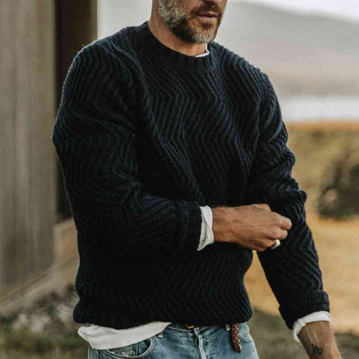 Herren strukturiertes Strickpullover mit feinem Wellenmuster Aliams