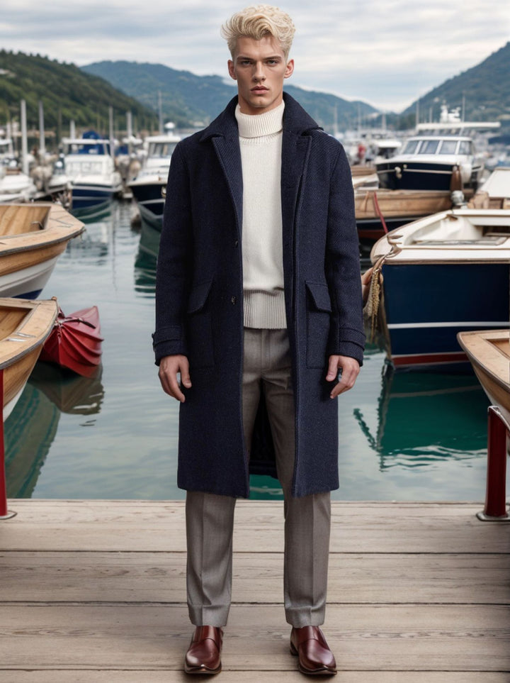 Herren eleganter und hochwertiger Wollmantel Aliams