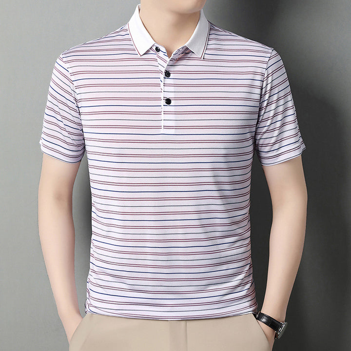 Herren Kurzarm Poloshirt mit feinem Streifenmuster Aliams