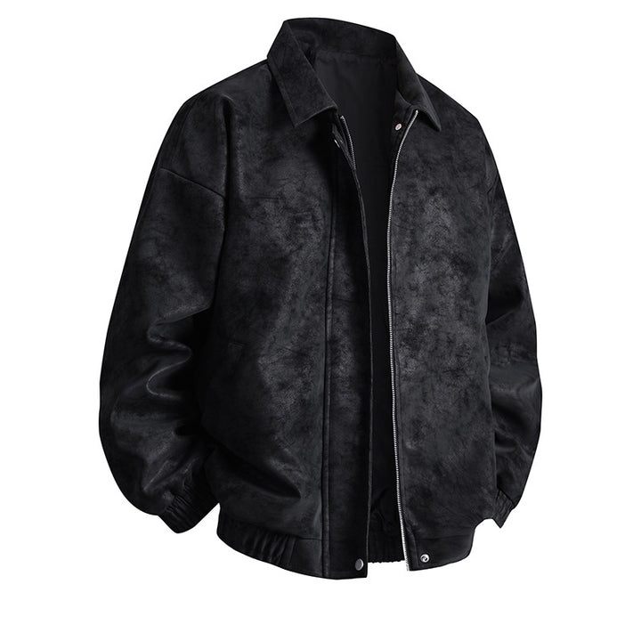 Herren Kunstleder-Bomberjacke mit lässigem Schnitt und praktischen Taschen Aliams