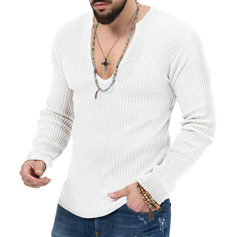 Herren V-Ausschnitt-Ripp-Pullover mit strukturiertem Design Aliams