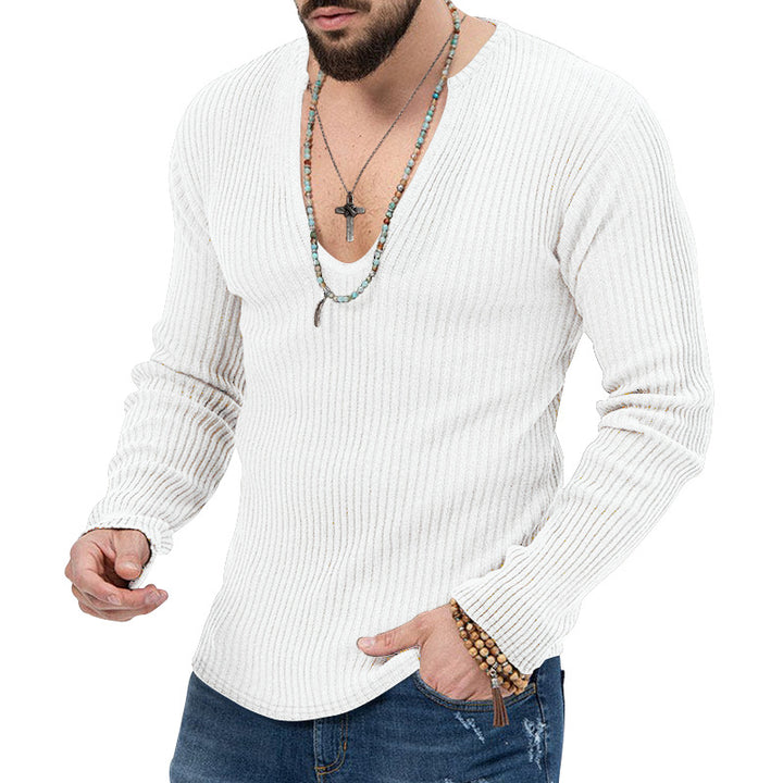 Herren V-Ausschnitt-Ripp-Pullover mit strukturiertem Design Aliams