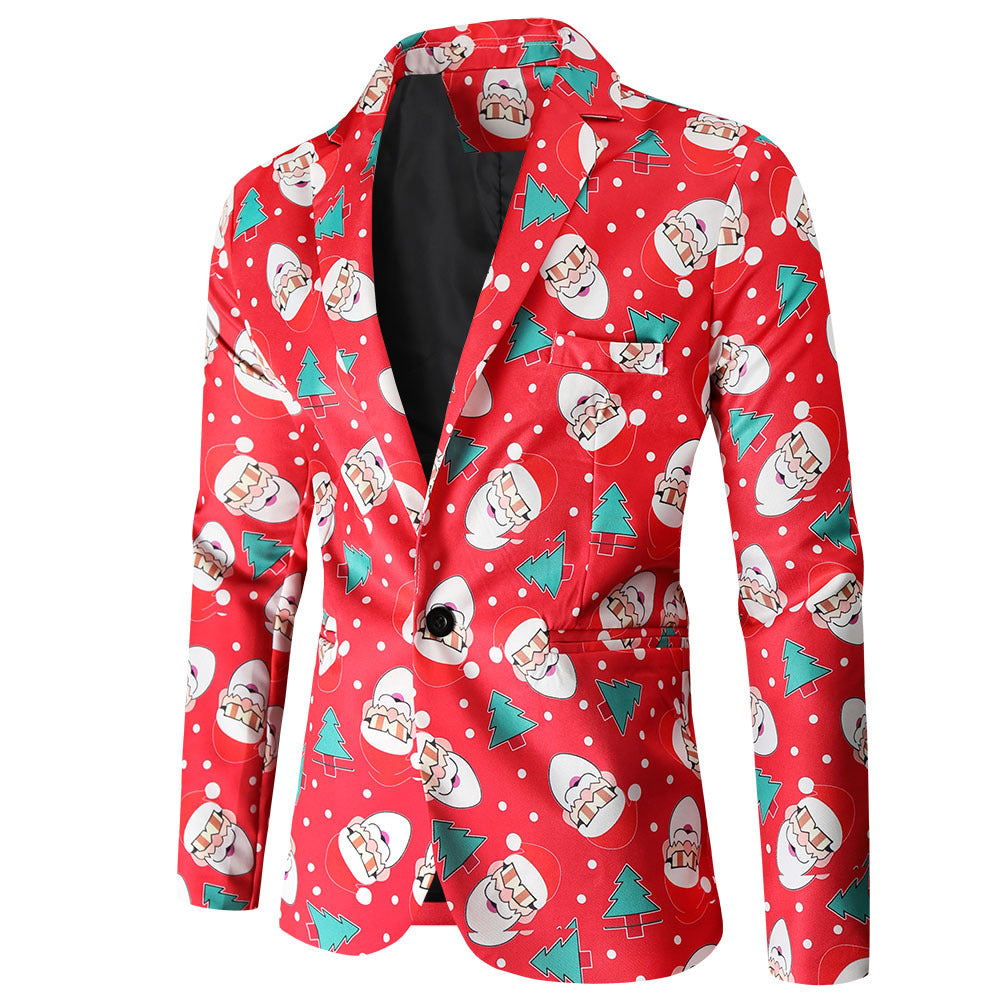 Herren festlicher Blazer mit fröhlichem Weihnachtsdesign Aliams