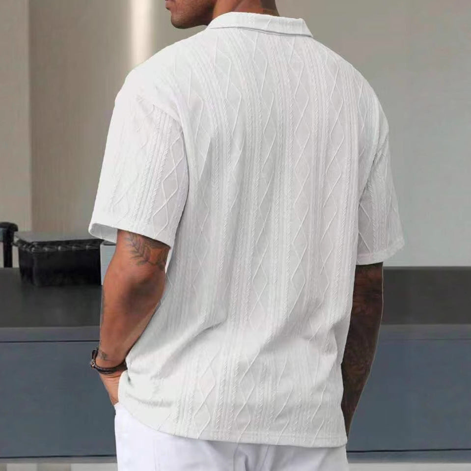 Herren Kurzarm Poloshirt mit strukturiertem Muster und modischem Kragen Aliams